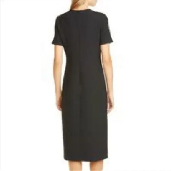 plunge long sleeve tailored mini dress in black woven Leonie Tie Front Mini Dress